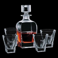 28 Oz. Chesswood Crystalline Decanter w/ 4 On The Rocks Glasses